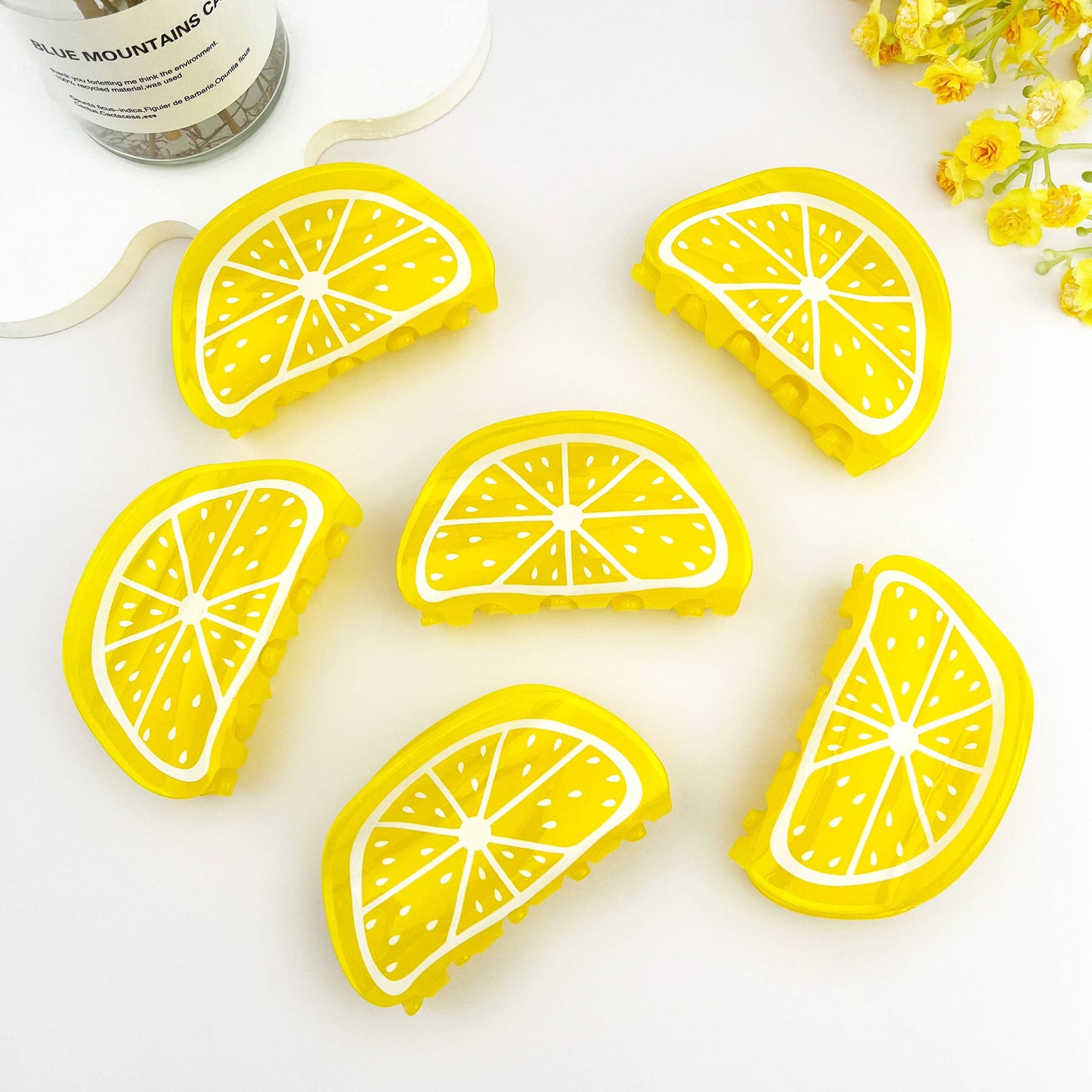 Vibrant Yellow Lemon Fruit Hair Claw Clip
