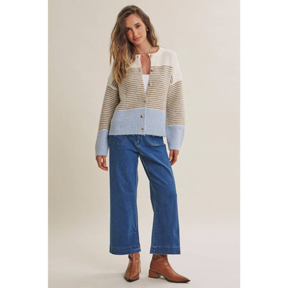 Chi Striped Colorblock Cardigan