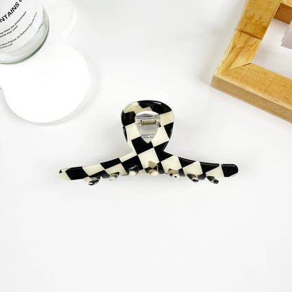 Black and White Check Hair Clip