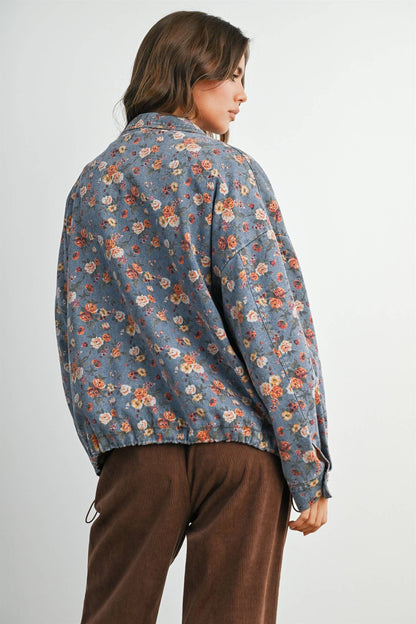 Floral Print Denim Jacket