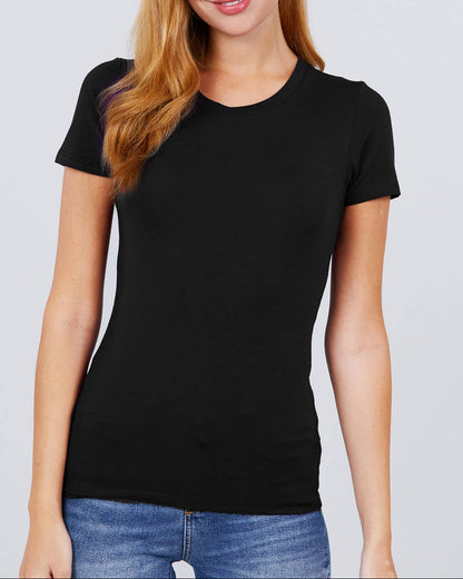 Fitted Short Sleeve Basic T-Shirt