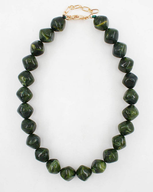 Green Acrylic Stone Chunky Beaded Necklace