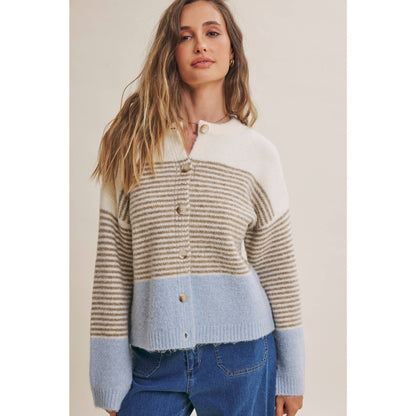 Chi Striped Colorblock Cardigan