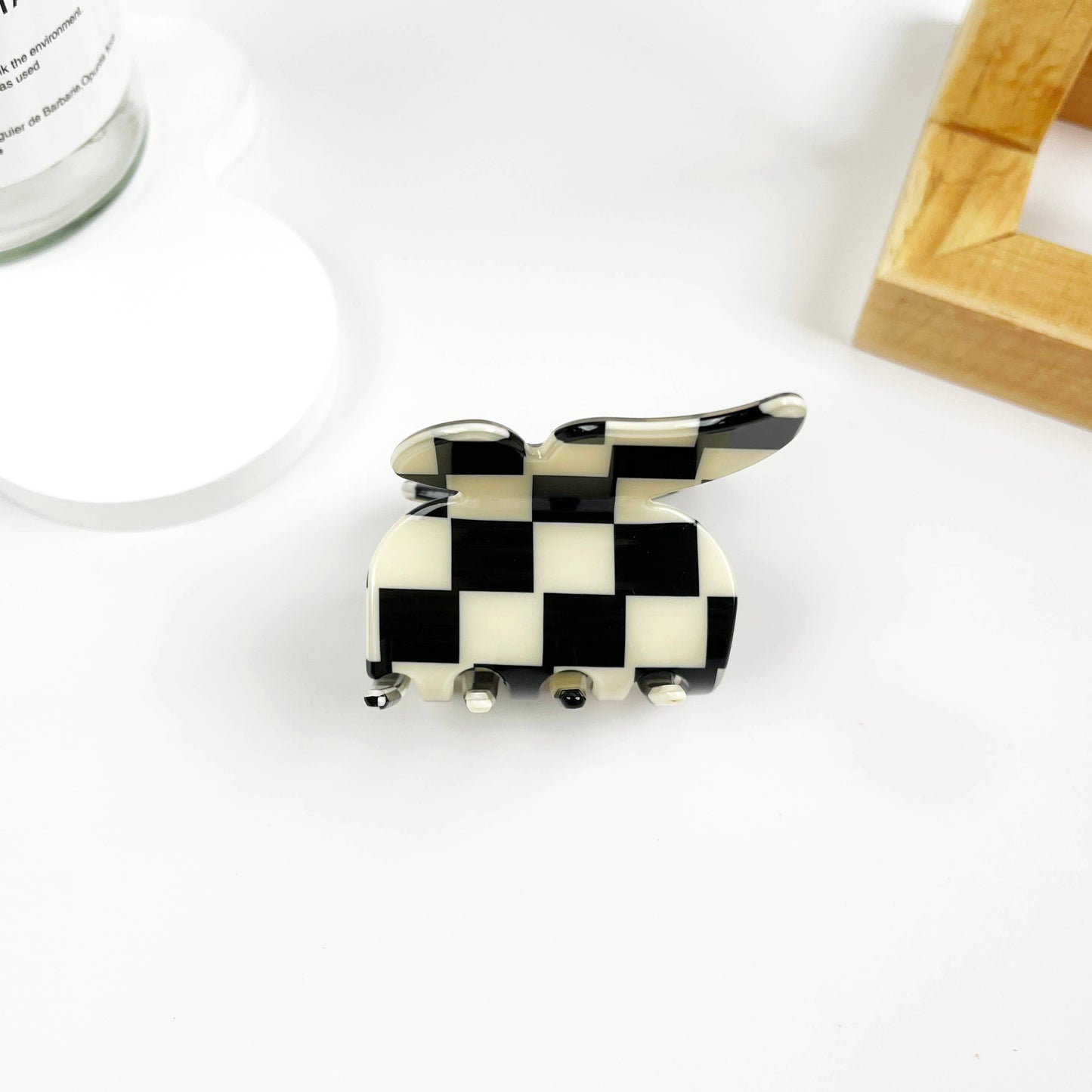 Black and White Check Hair Clip