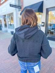 Charcoal Half Zip Cropped Hoodie