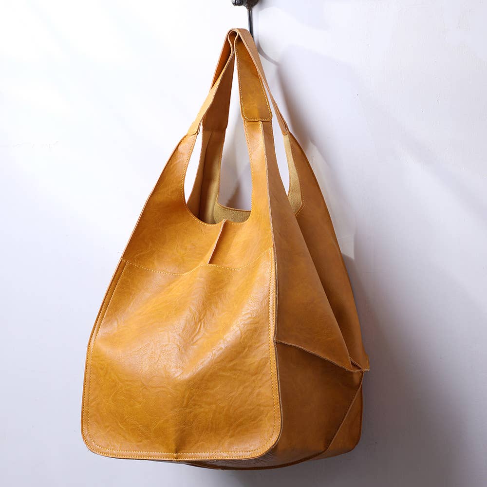 Soft Leather Shoulder Tote Bag