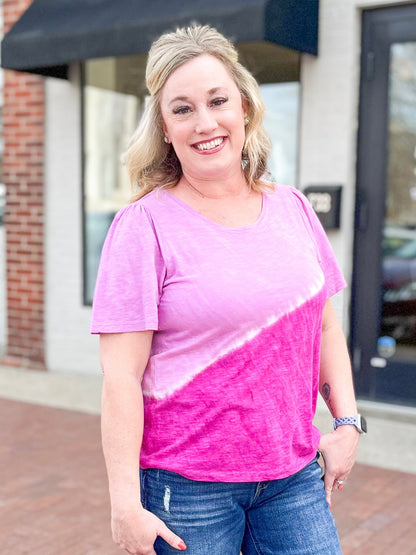 Magenta Ombre Tie Dye Top