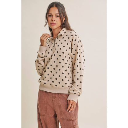 Polka Dot Half Zip Pullover