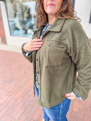 Olive Fleece Shacket