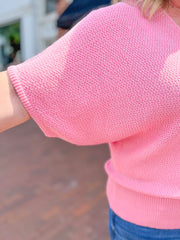 Pink Waffle Knit Kimono Sweater