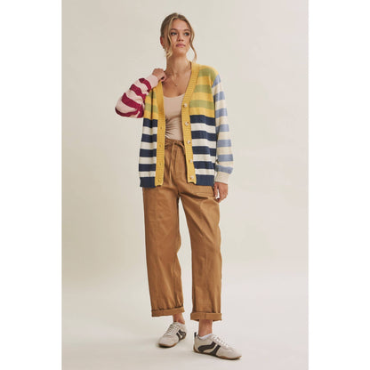 Colorful Striped Button Down Cardigan