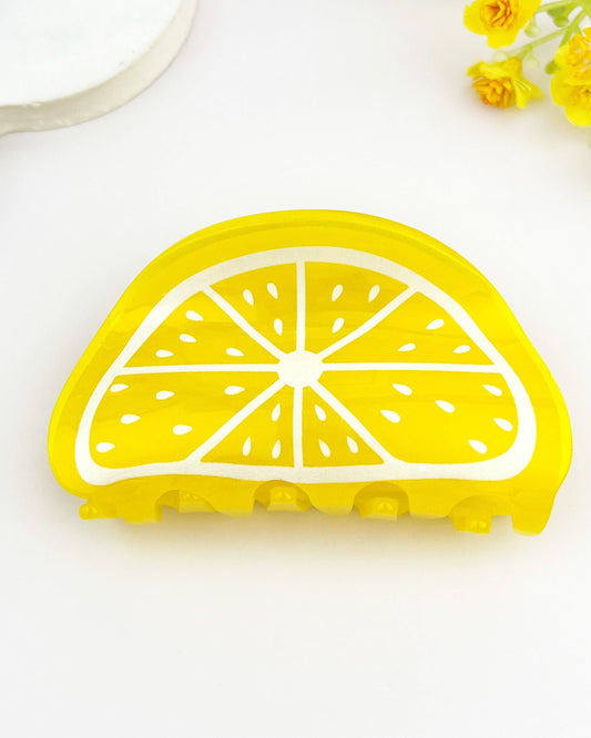 Vibrant Yellow Lemon Fruit Hair Claw Clip