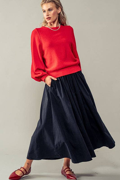 Inheritance Red Ribbed Knit Sweater