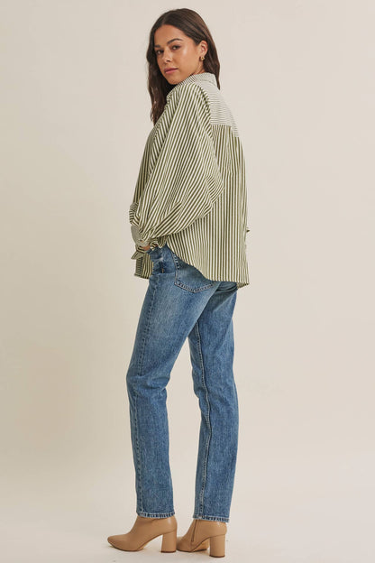 French Cafe Batwing Button Down Shirt