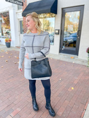 Grey Grid Sweater Dress