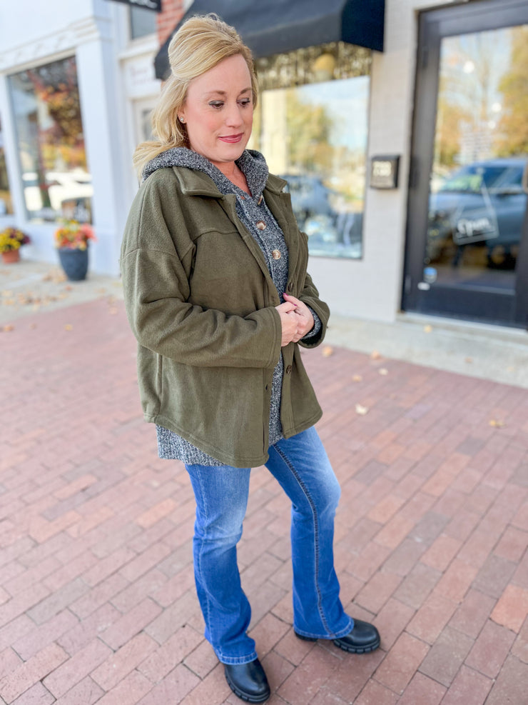 Olive Fleece Shacket