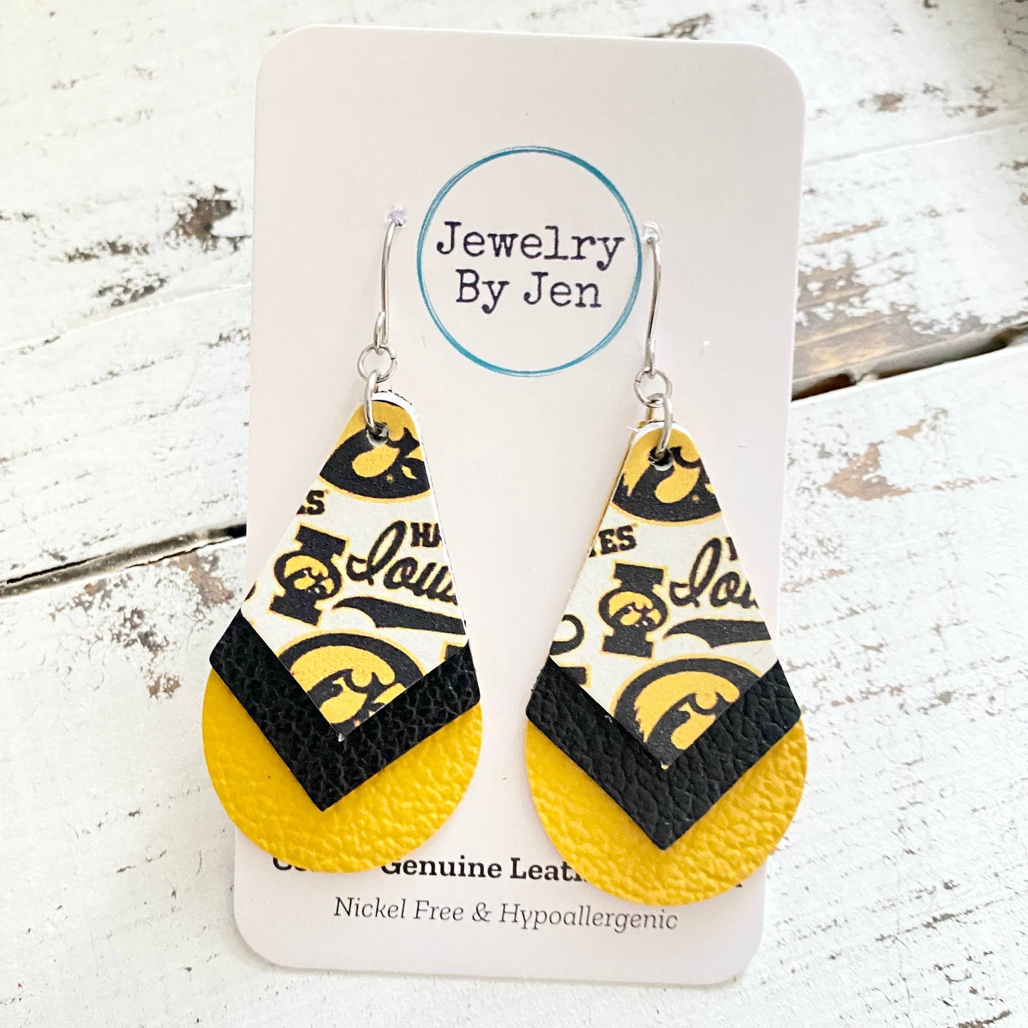 Iowa Hawkeyes Triple Stacked Teardrop Earrings