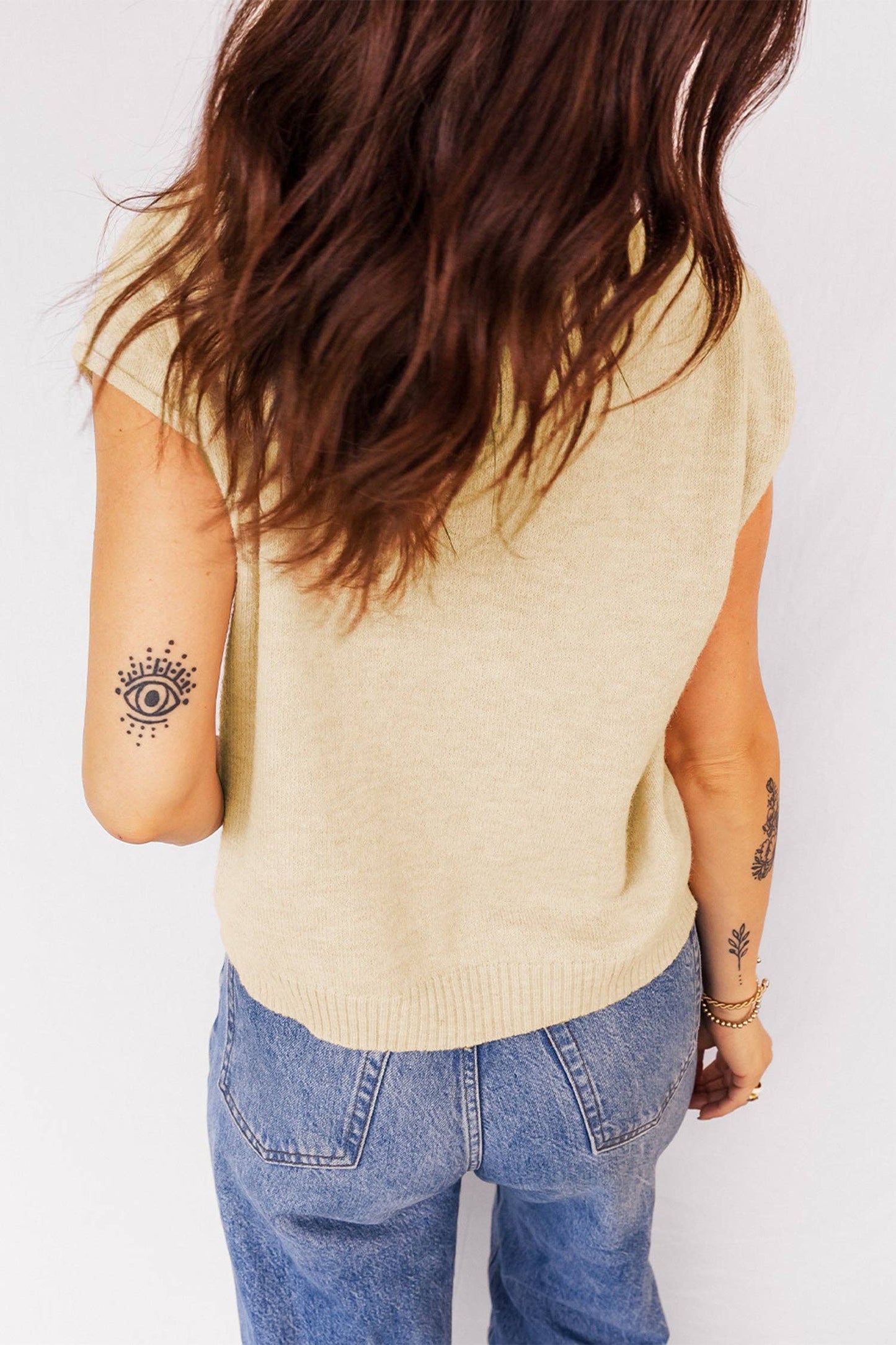 Apricot Buttoned Top w/ Cap Sleeve