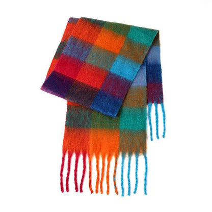 Bright & Colorful Color Block Plaid Scarf