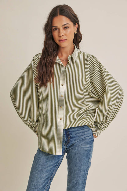 French Cafe Batwing Button Down Shirt