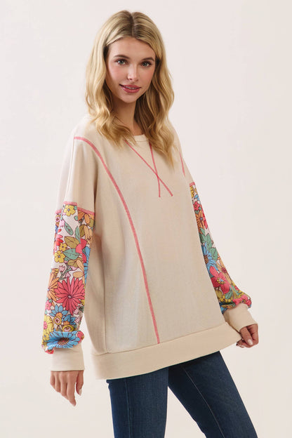 Floral Contrast Pullover Top