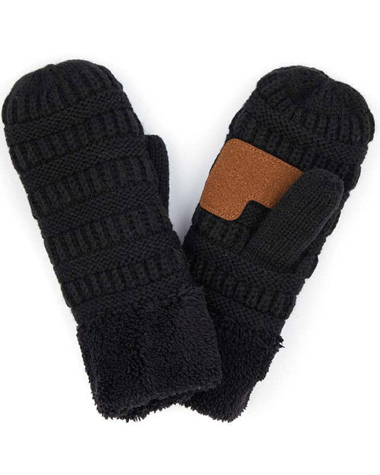 C.C Solid Color Knitted Mitten Gloves