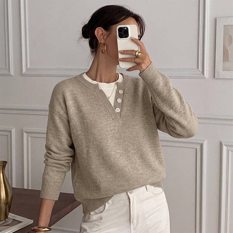 Colorblock Knit Long Sleeve Sweater