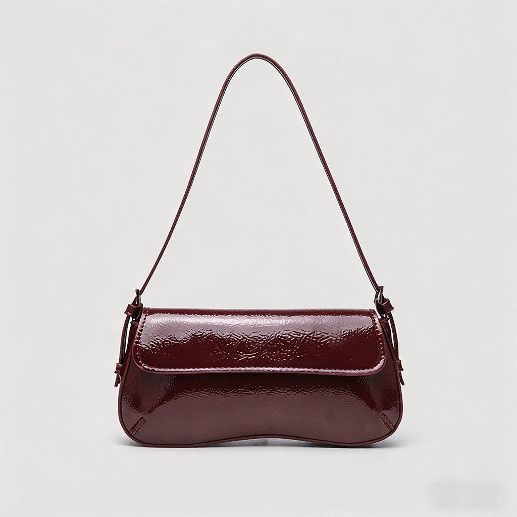 Patent Leather Baguette Shoulder Bag