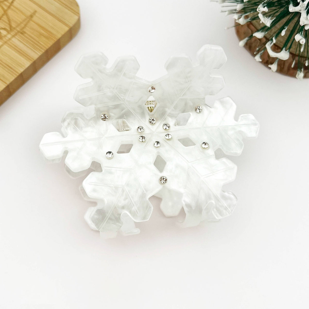 White Rhinestone Snowflake Claw Clip & Small Clip