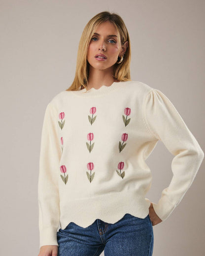 Scalloped Neck Tulip Sweater