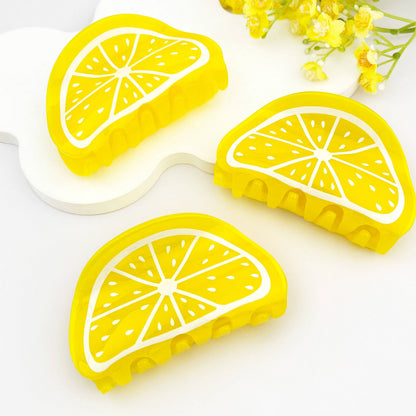 Vibrant Yellow Lemon Fruit Hair Claw Clip