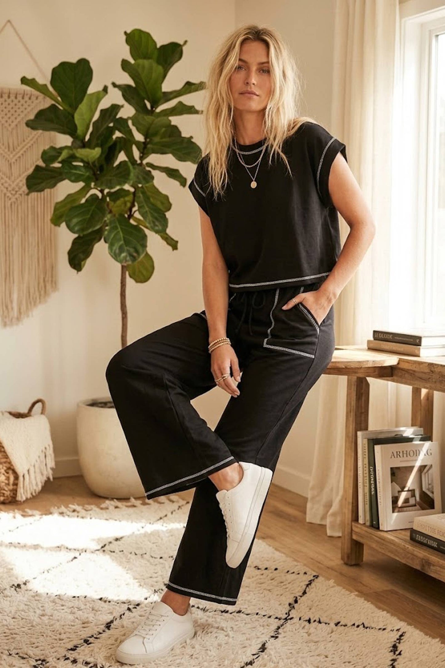 Scuba Raw Edge Lounge Drawstring Pant