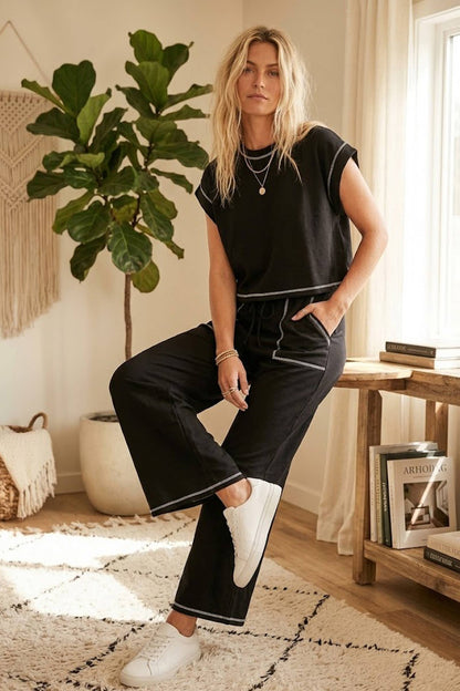 Scuba Raw Edge Lounge Drawstring Pant