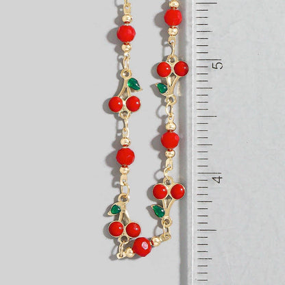 Multi Cherry Fruit Chain Necklace