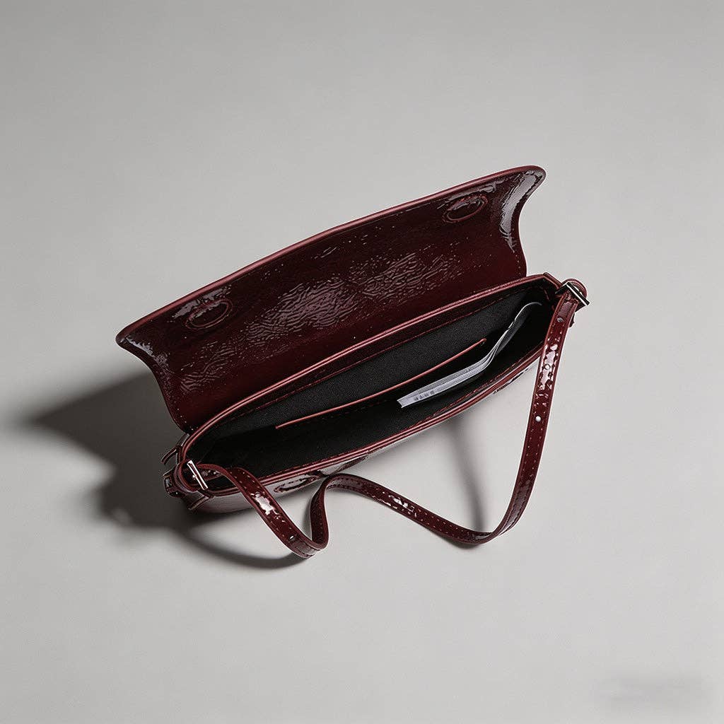 Patent Leather Baguette Shoulder Bag
