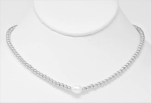 Cobie Silver Pearl Choker Necklace