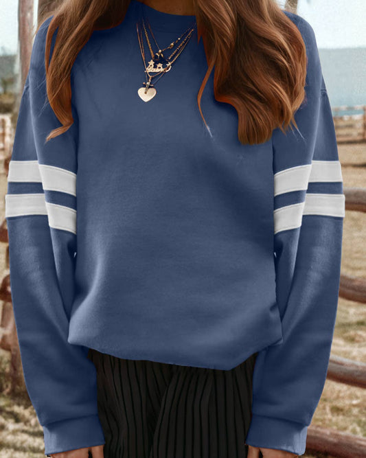 Varsity Stripe Detail Drop Shoulder Oversize Sweatshirt