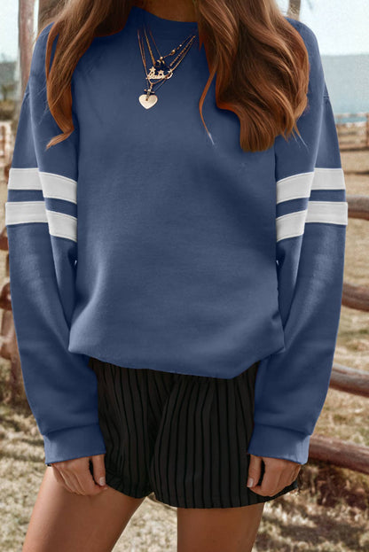 Varsity Stripe Detail Drop Shoulder Oversize Sweatshirt