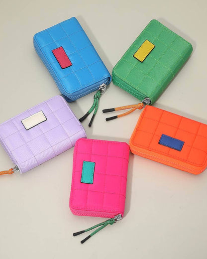 Bright Quilted Zip Around Wallet