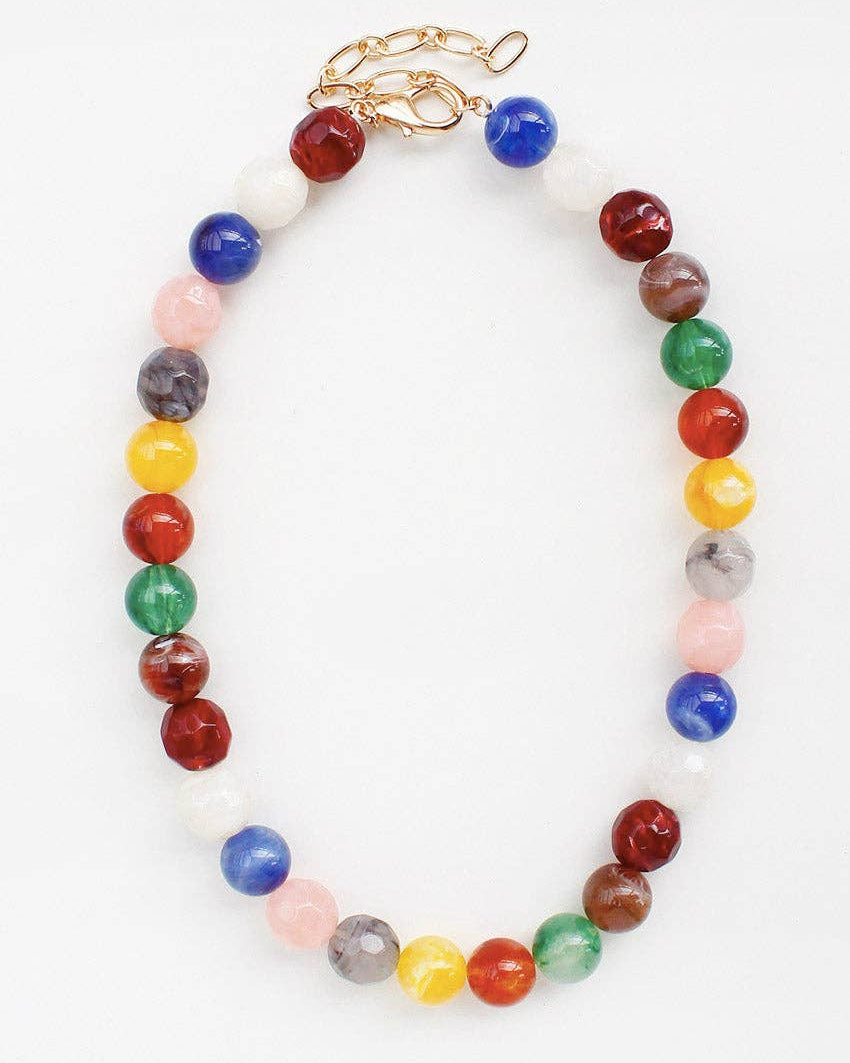 Light Multi Natural Stone Beaded Necklace