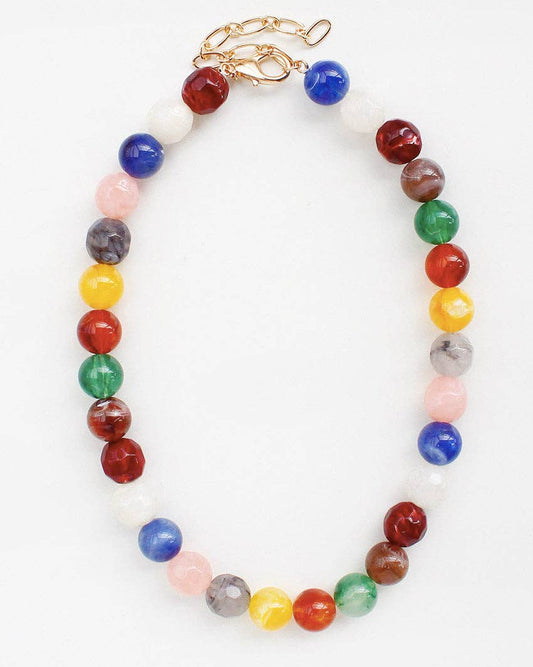 Light Multi Natural Stone Beaded Necklace