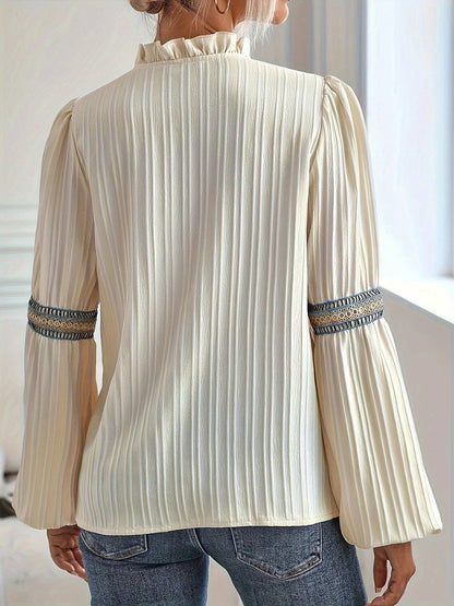Boho Trim Bell Sleeve Blouse