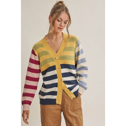 Colorful Striped Button Down Cardigan