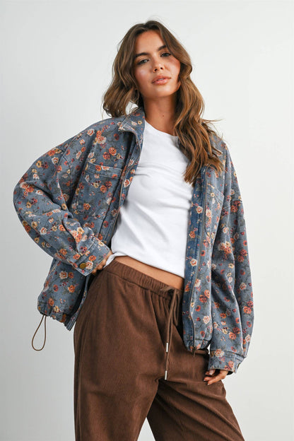 Floral Print Denim Jacket