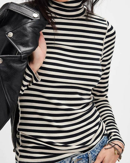 Stripe Long Sleeve Turtleneck
