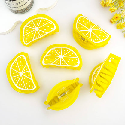 Vibrant Yellow Lemon Fruit Hair Claw Clip