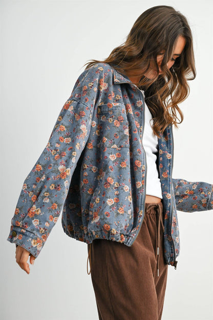 Floral Print Denim Jacket