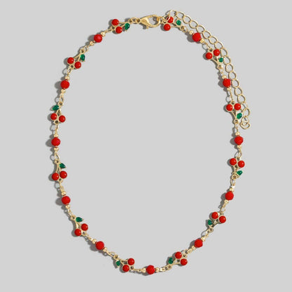 Multi Cherry Fruit Chain Necklace