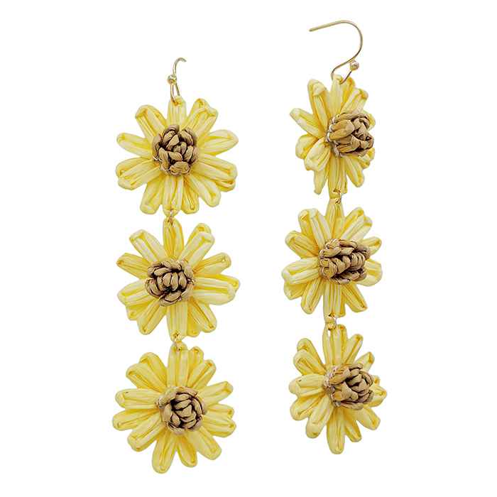 Yellow Paper Flower Drop Earrings