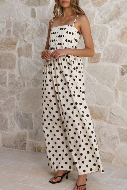 White & Black Polka Dot Maxi Sun Dress